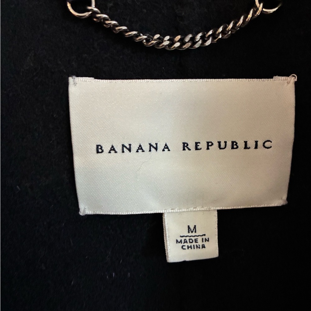 Banana Republic Black Wool Coat with Chain Detail - Picture 3 of 5